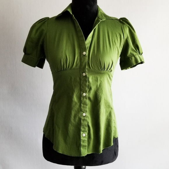 Banana Republic Tops - Banana Republic Spring Green Puffed Sleeve Blouse